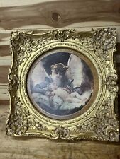 Vintage French Victorian Gold Frame Guardian Angel Gabriel Ferrier Art Replica picture