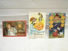 3 Antique Halloween Postcards 1910s Jack'O'Lantern Witch Hallowe'en Don'ts picture