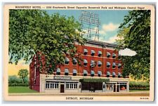 Detroit Michigan MI Postcard Roosevelt Hotel Building Exterior c1940's Vintage picture