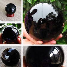40-100MM Natural Black Obsidian Sphere Large Crystal Ball Healing Stone STAND picture
