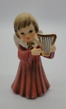 Vintage Ucagco Bisque Hand Painted Angel Playing Harp Gilted Figurine  picture