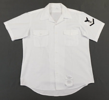 US Navy White Shirt Large Short Sleeve Tropical CT Poly/Cttn PO3 Dress Uniform picture