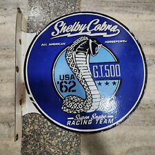 SHELBY COBRA FLANGE 2 SIDED PORCELAIN ENAMEL SIGN 17.5 X 17 INCHES picture