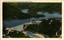 Vintage C 1940s Aerial View Fontana Dam Graham County North Carolina NC Postcard picture