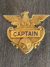 Rare Vintage Obsolete Police Captain Badge Hat Device Gold Eagle  picture