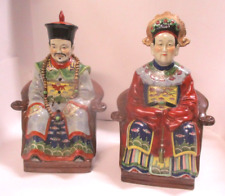 Vintage Hand Painted Porcelain Chinese Emperor And Empress Statues Figurines picture