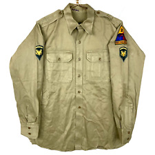Vintage Us Army Og-107 Button Up Shirt Size XL Beige Vietnam Era 70s picture