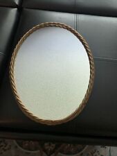 1842 Homco Home Interior Vtg Oval Wall Mirror Twisted Metal Gold 10