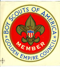 1960's Lg 9x9 Unused California Golden Empire Council, Boy Scouts, Member Decal picture