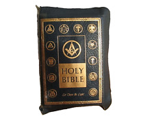 Vintage Holy Bible Let There Be Light Masonic Edition 1950 Leather Binding KJV picture