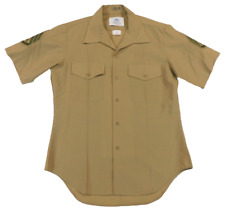 USMC Khaki Shirt 16 Short Sleeve Service Dress Poly/Wool 2122 US Marine Uniform picture