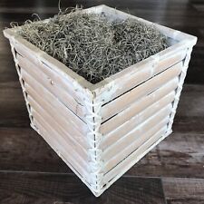 Wooden Planter Box Vintage Whitewashed Wood Planks Artificial Flower Holder Rare picture
