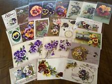 LOT of 23 Greetings Postcards with~PANSY~Flowers Floral~Pansies~In Sleeves-k509 picture
