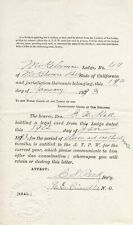 RARE 1893 IOOF Odd Fellows Mokelumne Lodge No. 44 California Document picture