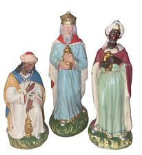 Lot of 3 Vintage Fontanini Italy Paper Mache Hand Painted Nativity Wisemen Kings picture