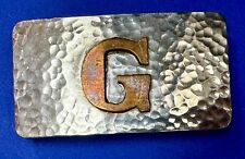 Custom Initial Letter G Hammered Dented Design Artisan Made Belt Buckle picture