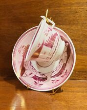 Antique Early 19th Century Pink Lusterware Teacup & Saucer Set c1830/40 picture