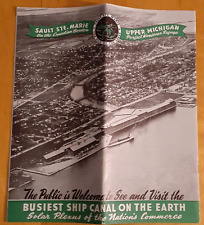 Brochure Sault Ste. Marie Upper Michigan Ship Canal Full Fold Out Ephemera Vtg picture