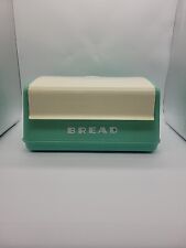 Vintage Lustro Ware Teal And White Plastic Bread Box Mid Century Retro picture