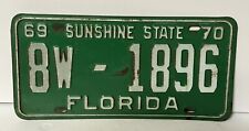 Vintage 1969-70 Florida Sunshine State License Plate Tag 8W-1896 picture
