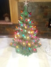 Vintage 18 in. Ceramic Light Up Christmas Tree With Colored Doves picture