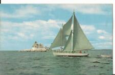 Boothbay Maine Cuckold's Light Sailboat Scene Vintage Postcard C19 picture