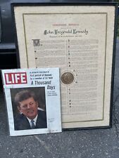 RARE/VINTAGE 1966 Framed John F Kennedy's Inaugural Address W/Life Magazine picture