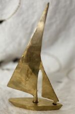 Vintage Solid Brass Sailboat Statue Figurine Made In Taiwan picture
