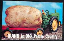 Idaho Exaggerated Potato in Tractor Funny Comic Vintage Postcard picture