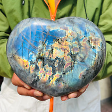 3.51LB Large Natural Rainbow Labradorite Quartz Crystal Heart Mineral Healing picture