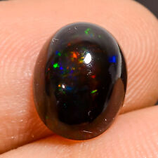 02.35 Cts Natural Tempting Black Ethiopian Opal Oval 10X8X5 MM Cabochon Gemstone picture