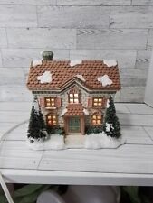 Vintage Silvestri Christmas Village Lighted House Pink And Gold picture