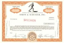 Simon and Schuster, Inc. - 1972 dated Specimen Stock Certificate - Specimen Stoc picture